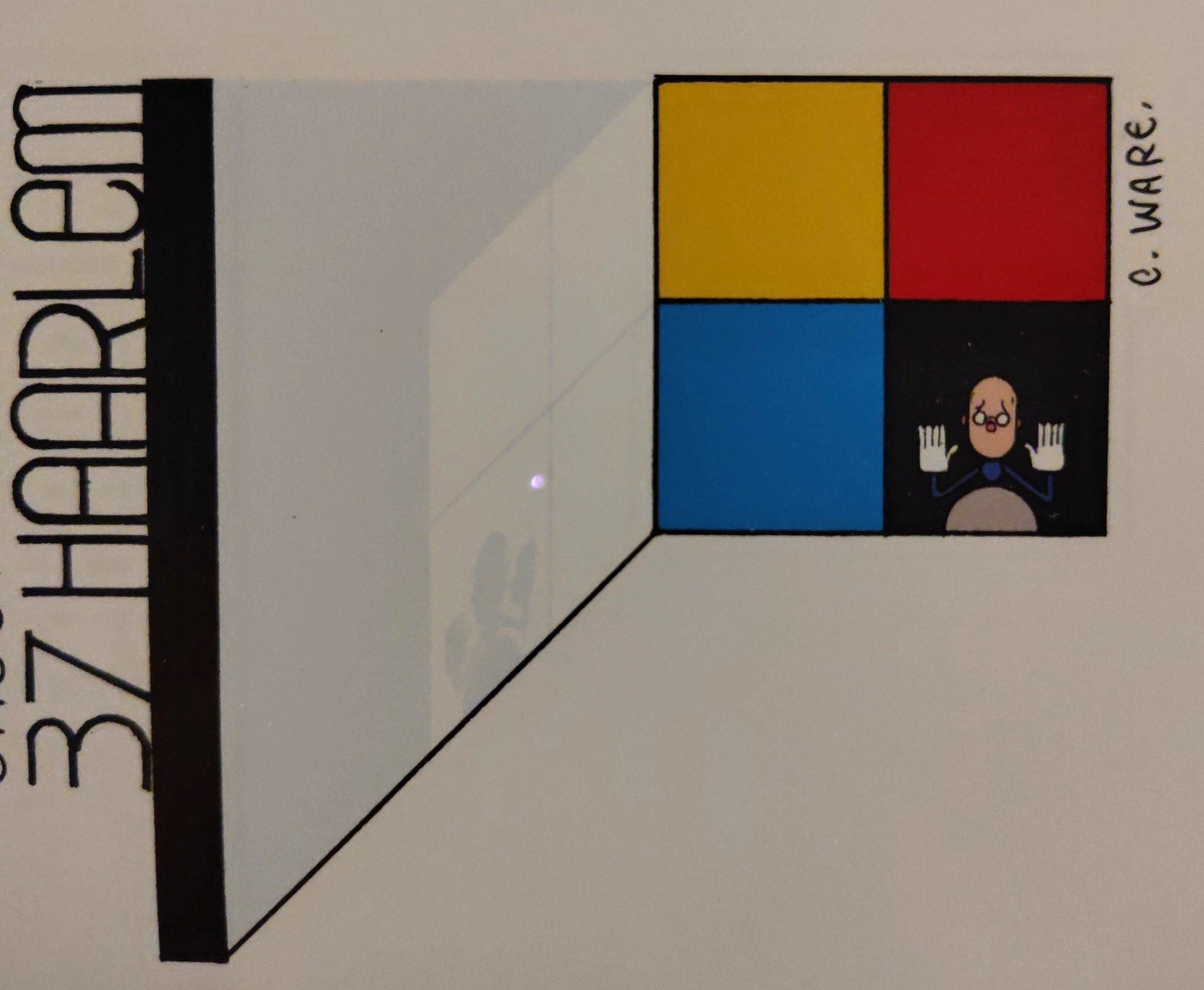 Uitvergroot detail uit poster Strip dagen Haarlem: Chris Ware's handtekening