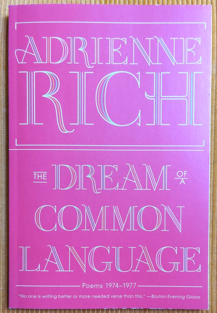 Boek Adrienne Rich - The Dream of a Common Language

#DeZinVanHetBoek:
'But there come times 
- perhaps this is one of them - 
when we have to take ourselves more seriously or die'
★★★★☆